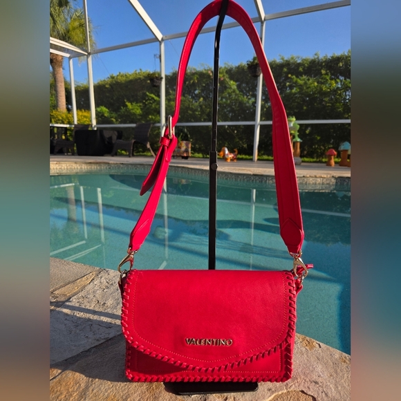 Valentino By Mario Valentino Red Crossbody Bag With Braided Trim - Picture 8 of 15